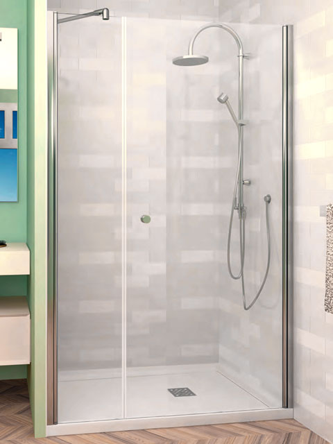 mampara frontal puerta y fijo en plata brillo