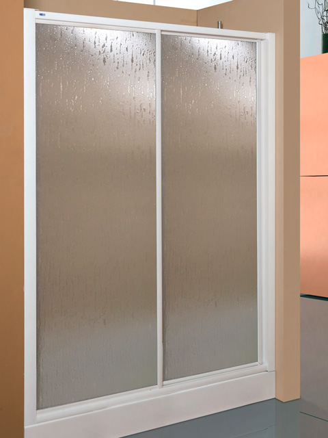 mampara frontal fijo y corredera en acrílico