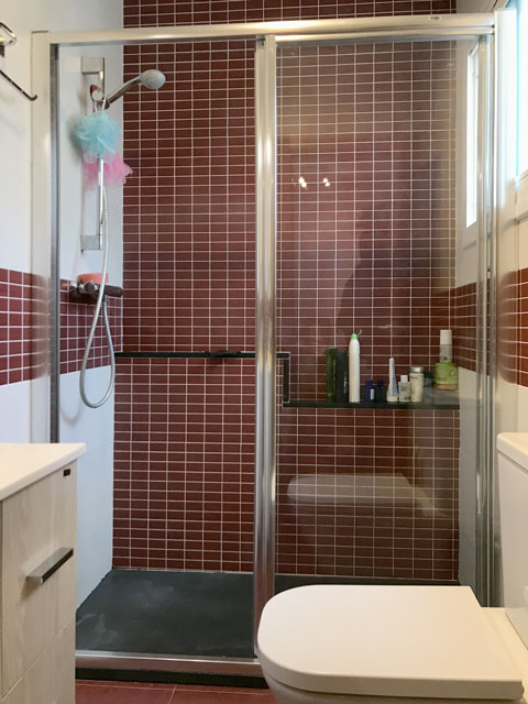 mampara frontal fijo y corredera cristal transparente