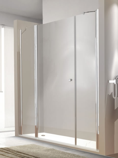 mampara frontal 2 fijos y 1 puerta abatible