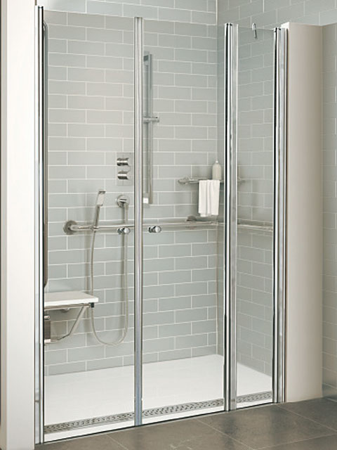 mampara 1 fijo y dos puertas abatibles