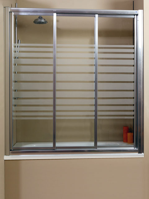 mampara de bañera 3 hojas correderas en plata brillo