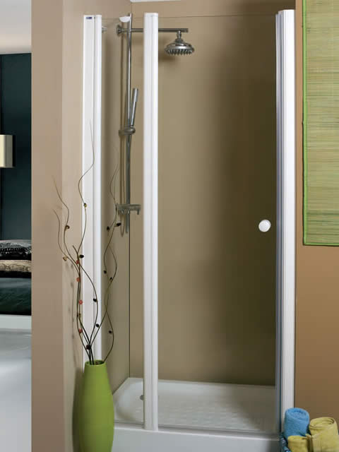 mampara de ducha una hoja fija y puerta abatible