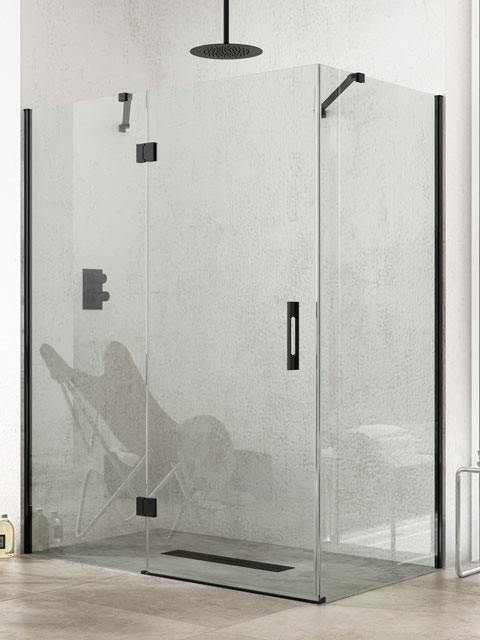 1 hoja fija y 1 hoja abatible y 1 fija en negro