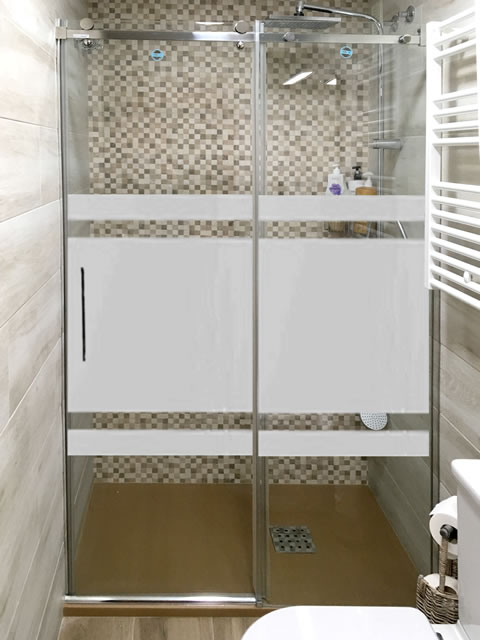 Frontal de ducha con cristal decorado