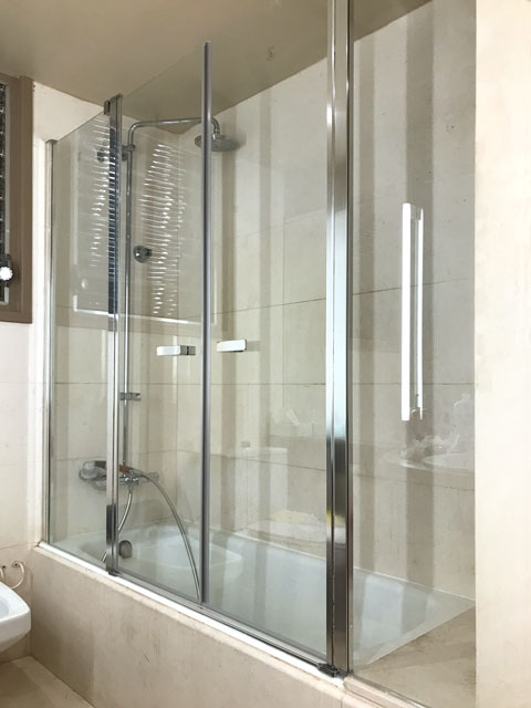 Mampara de bañera 2 fijos + 2 puertas abatibles