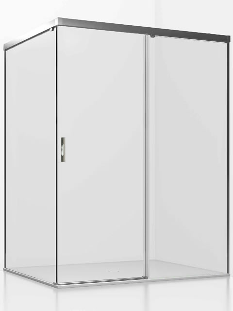 Mampara angular fijo, puerta y fijo