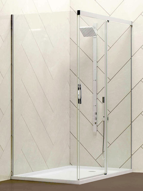 Mampara angular 2 fijos y 1 corredera