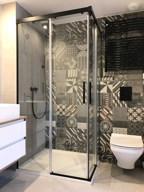 2 fijos y 2 correderas perfil negro