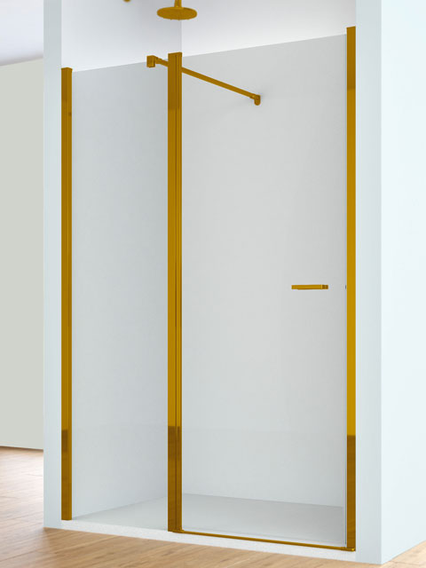 Mampara 1 fijo + 1 puerta abatible en lacado oro