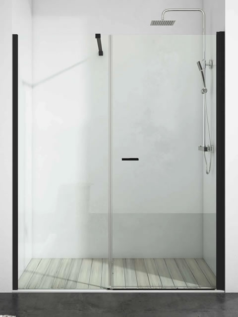 Mampara de 1 fijo y 1 hoja abatible en negro